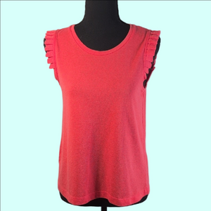 LOFT Coral Ruffle Sleeve Tank Top